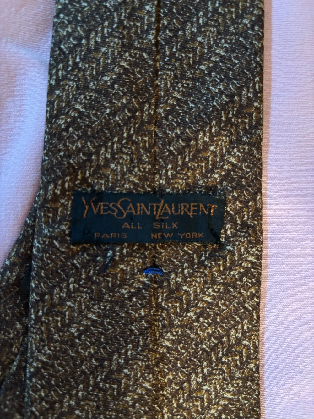Yves Saint Laurent Brown Textured all Silk Tie
